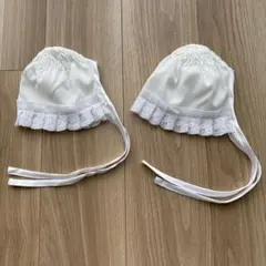 【未使用】ベビーセレモニー帽子セット　50-60cm 新生児　ちりめん帽　双子