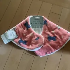 リバーシブル おやすみマフラー ピンク 猫柄