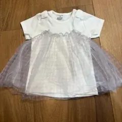 チュール付き半袖　トップス　キッズ100サイズ