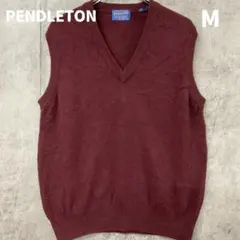 ペンドルトン Vネックニット ベスト 赤 レイヤード 無地 定番【8352】