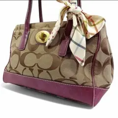 正規品 コーチ COACH トートバッグ シグネチャー キャンバス スカーフ 紫