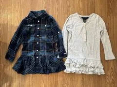 RALPH LAUREN 3T ワンピース2枚 緑チェック グレー