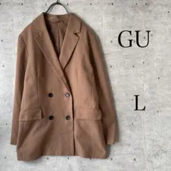 GU テーラードジャケット ブラウン ダブルブレスト L