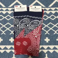 DAISO バンダナ バイカラー レッド＆ネイビー 2枚セット