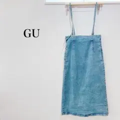 ジーユー デニムタイトスカート キャミワンピース ジーンズ スリット インディゴ