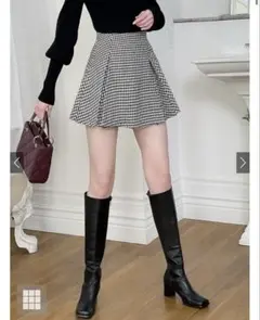 GRL インパン裏地付き千鳥柄フレアミニスカート[mei25]