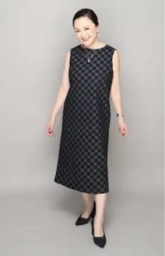 Anne Coquineアンコキーヌ マキシワンピース　チェーン柄 大きいサイズ Anne Coquineアンコキーヌ マキシワンピース チェーン柄 大きい