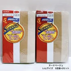 GUNZE サポート　ストッキング　ヌードベージュ　L-LL 5足組×2セット