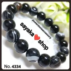 №4334R 天眼石 オニキス 天然石 パワーストーンブレスレット