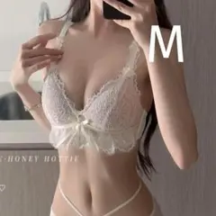 盛りブラ 楽ブラ下着2917アイボリーM ノンワイヤーブラショーツ セクシー