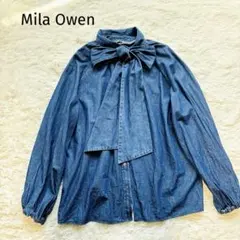 MilaOwen デニム ボウタイ リボン ブラウス シャツ 2Way