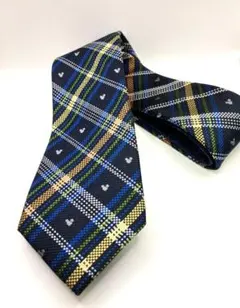 【新品未使用】 ディズニーリゾート 青 チェック ネクタイ 新品未使用】 ディズニーリゾート 青 チェック ネクタイ