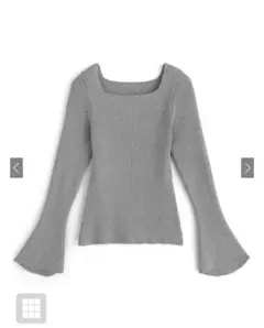 GRL スクエアネックフレアスリーブリブニットトップス［K9153c］