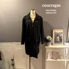 【6万円】courreges ロゴデザイン　パイピングコートのサムネイル