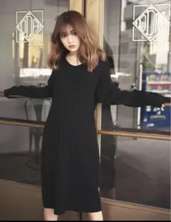 グレイル　Vネックリブニットワンピースrut616 ブラック　Mサイズ