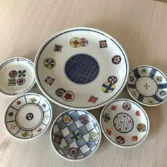 和柄の大皿小皿セット　陶器