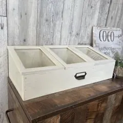 ホワイト　昭和レトロ　駄菓子屋風　ケース　ハンドメイド　家具