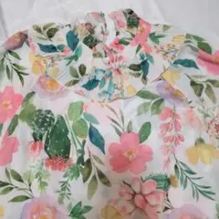 ☆最終お値下げ☆新品未使用 花柄ブリーツフリル襟ブラウス