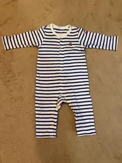 ミキハウス ストライプロンパース 80