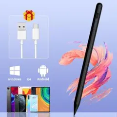 タッチペン スタイラスペン 黒 iOS Android Windows 充電式のサムネイル
