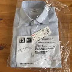 UNIQLO スーパーノンアイロンスリムシャツ/セミワイド/ストライプ　L