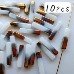 グラデーションビーズ 白 ゴールド 四角 細長い ハンドメイドパーツ まとめ売り