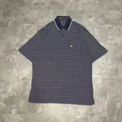 ヴィンテージ　ネイビー ストライプ ポロシャツ 大きめ