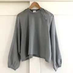 6 ROKU SUKE BLOUSE シアーワイドブラウス グレー 36 美品のサムネイル