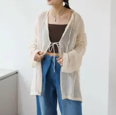 Kastane カットレースカーディガン アイボリー