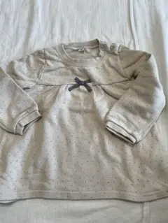 ベージュ ドット柄 長袖チュニック90㎝