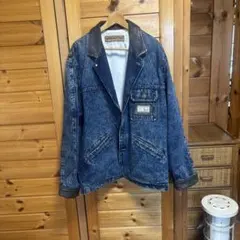 値下　90s USA製 GUESS Jeans デニムジャケット 襟、袖口レザー