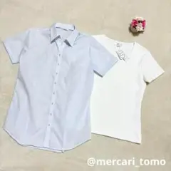 【超美品】Person's ブルーストライプシャツ&インナーセット 9