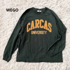 WEGO カレッジロゴ ロンT カットソー 長袖 M 緑 カジュアル アメリカン