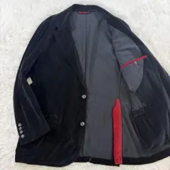 【XXL/極美品】HUGO BOSS ベロア テーラードジャケット 54 黒のサムネイル