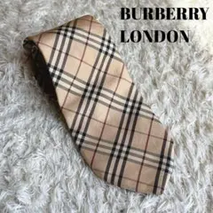 バーバリーロンドン ネクタイ ノバチェック柄 ベージュシルク