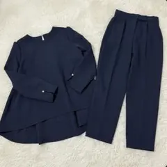 美品♡ラジエム♡ネイビー セットアップ パンツとティアードトップスL 入学式