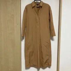 ブラウン 長袖 シャツワンピース