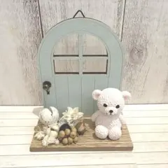 再販！ナチュラルインテリア雑貨　ドアオブジェ　ドライフラワー　くまさん