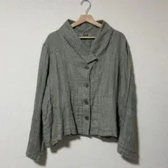 90s FLAX リネンシャツ ジャケット ギンガムチェック