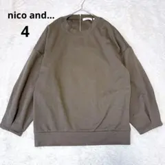 ニコアンド バックジップ スウェット風プルオーバー カーキ カットソー