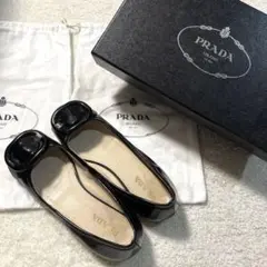 PRADA イタリア製 牛革 オープントゥパンプス 黒（箱無しも値下げで受け付け