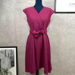【美品】 ESPRITMUR ひざ丈ワンピース ドレス リボンベルト L ピンク
