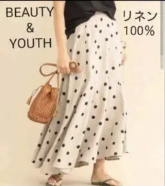 BEAUTY&YOUTH UNITED ARROWS リネンドットフレアスカート