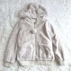 美品 メゾピアノ 猫耳フード ファージャケット 150 アウター ふわふわ