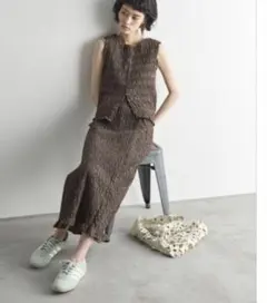 【THE YOn】チェックシャーリングマーメイドスカート ナロースカート