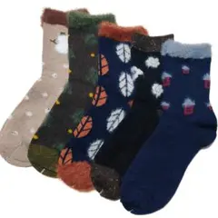 ウール混ファー付デザインソックス5足セット 靴下まとめ売り WF5AW25D01