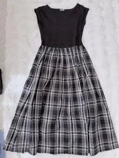 ノースリーブロングワンピース チェック柄