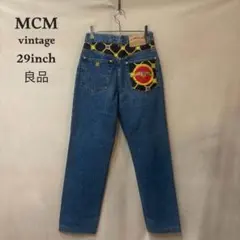 良品 MCM ヴィンテージ デニムパンツ ロゴ チェーン柄 29インチ ジーンズのサムネイル
