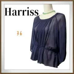 Harriss シースルー　フロントプリーツ　七部丈　ウエストマーク　ブラウスのサムネイル