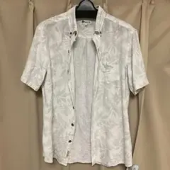 Natural Story 半袖シャツ M ホワイト リーフ柄